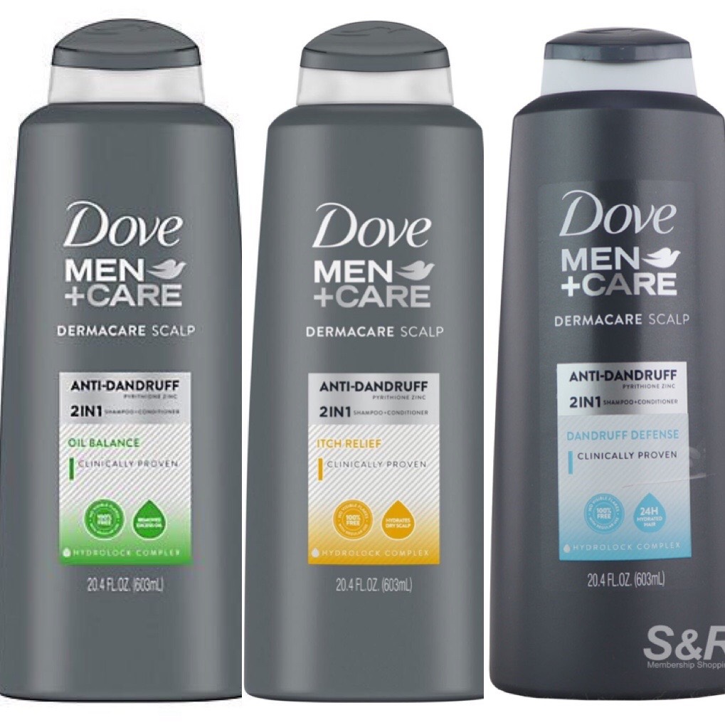 Dầu gội & xả nam dành cho tóc gàu Dove Men+Care 2in1 Shampoo and Conditioner Dandruff Defense/Lime + Cedarwood/Itch Relief 603ml (Mỹ)