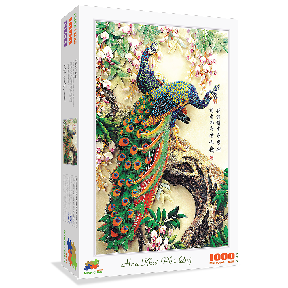 Bộ tranh xếp hình jigsaw puzzle cao cấp 1000 mảnh ghép Hoa Khai Phú Quý 50
