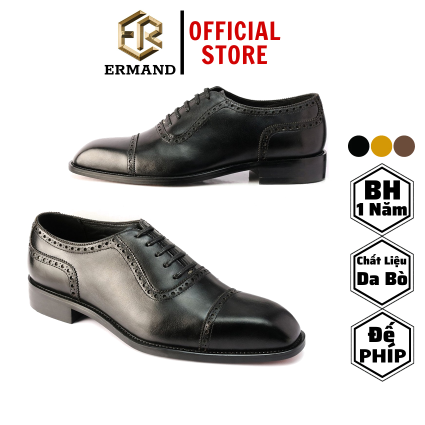Giày da nam công sở cao cấp đế phíp da bò thật bảo hành 1 năm kiểu dáng oxford - Mã T169