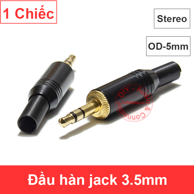 Đầu hàn giắc cắm audio âm thanh 3.5mm stereo 3 nấc chuôi lò xo OD 5mm Pratt JR2994