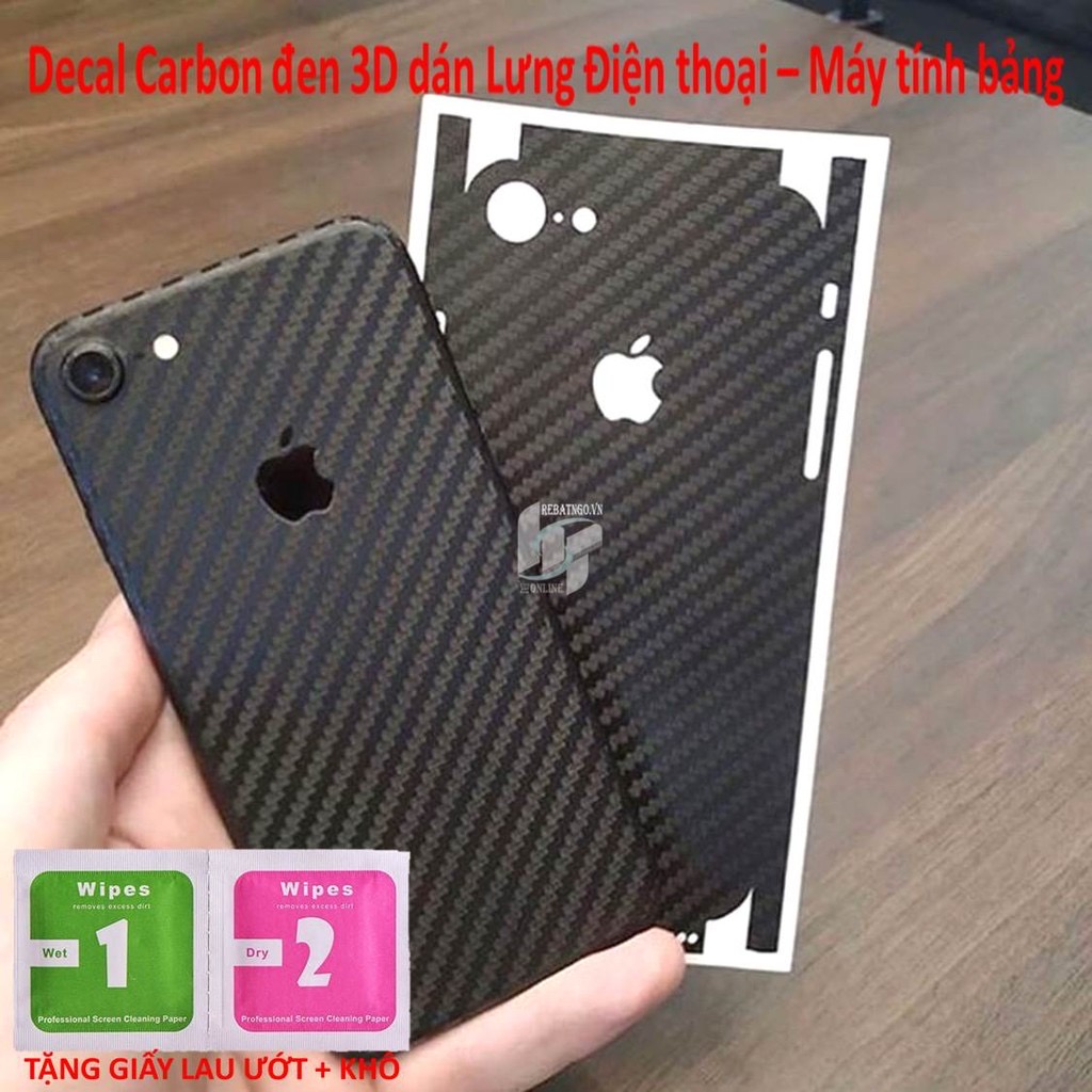 [HCM]Miếng Dán Skin Carbon đen 3D iphone 6 / 6s / 6s plus / 7 / 7plus / 8 / 8plus/ X / Xs / Xs Max