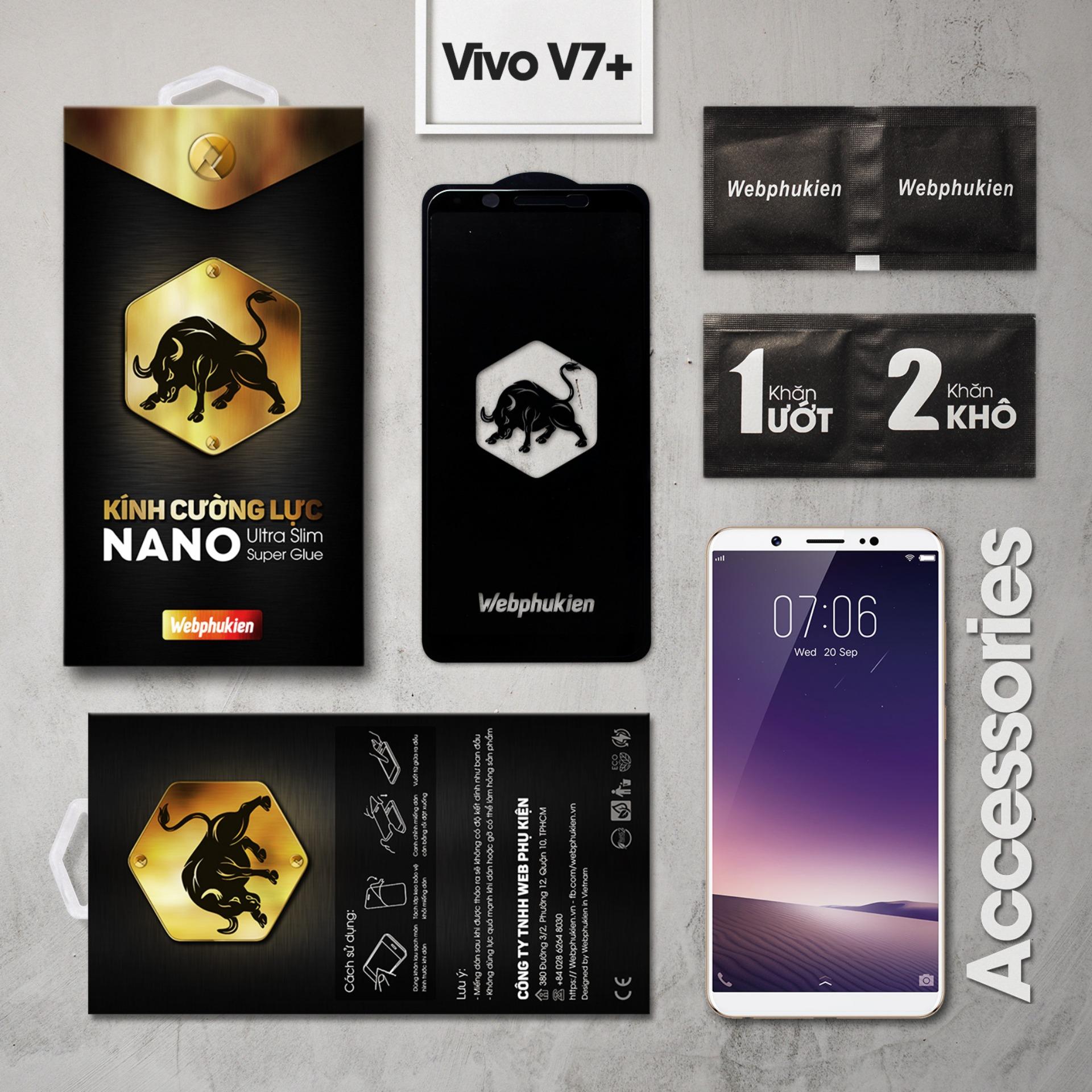 Kính cường lực cho Vivo V7 Plus Full LCD hiệu Webphukien (Đen)