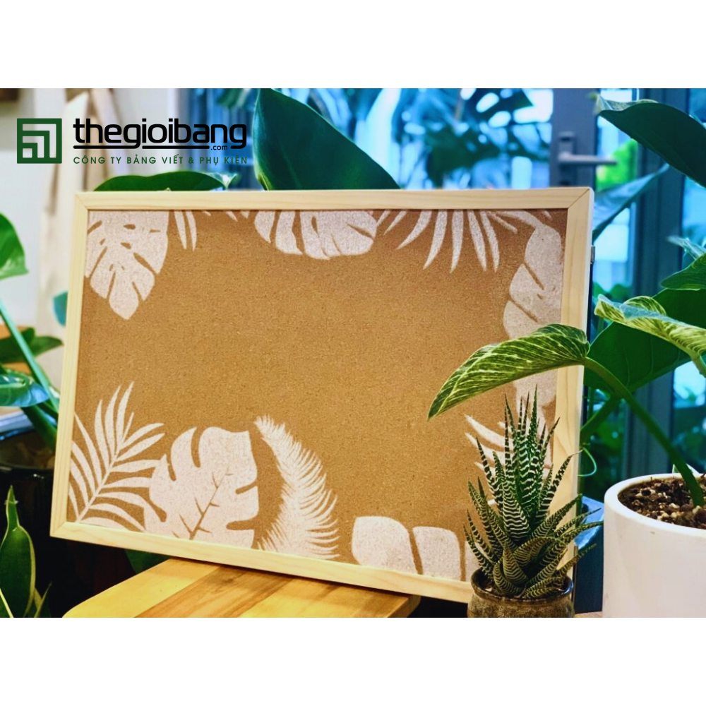 [HCM]Bảng Ghim Tropical - Bảng Ghim Lie Khung Gỗ In Họa Tiết - Kích Thước 40x60cm, 60x80cm