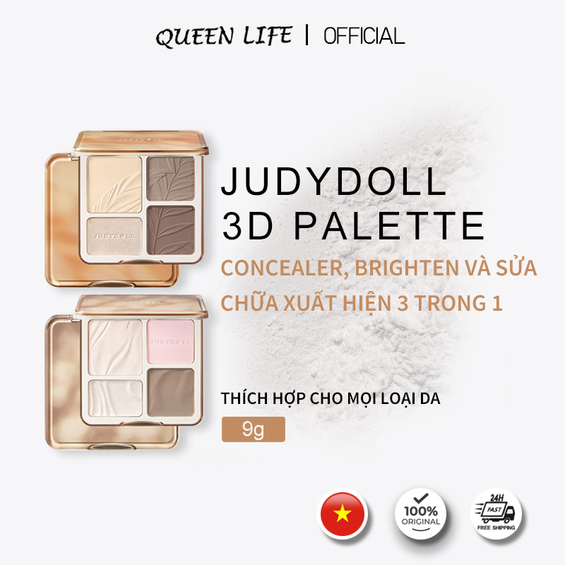 Judydoll Phấn Mắt 4 Màu Tiện Lợi - Tông Màu Nude & Hồng Đất Dễ Phối - Chất Phấn Mịn Mượt, Lên Màu Tự Nhiên - Không Vón Cục, Không Rơi Vụn - Giữ Màu 8H - Dùng Làm Mắt Nền, Highlight Mắt Góc - Phù Hợp Trang Điểm Hàng Ngày & Công Sở