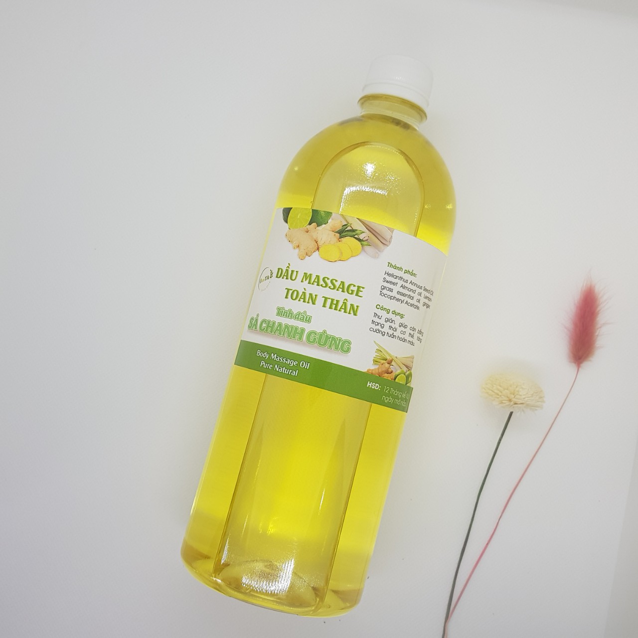 Dầu massage toàn thân sả chanh gừng