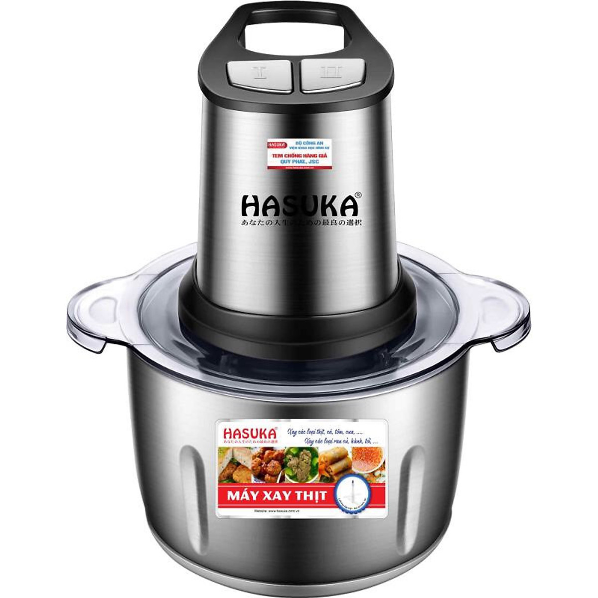 Máy xay thịt đa năng 4 lưỡi dao, hasuka hsk-123 - 300w - hàng chính hãng