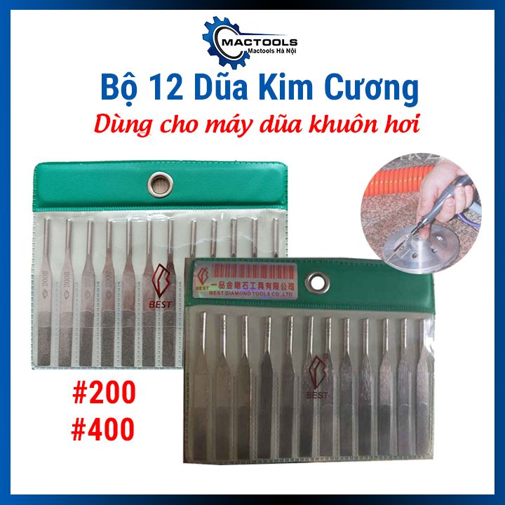 Dũa mài kim cương gắn máy dũa khuôn hơi mài kim loại, đá, kính các loại, đa năng