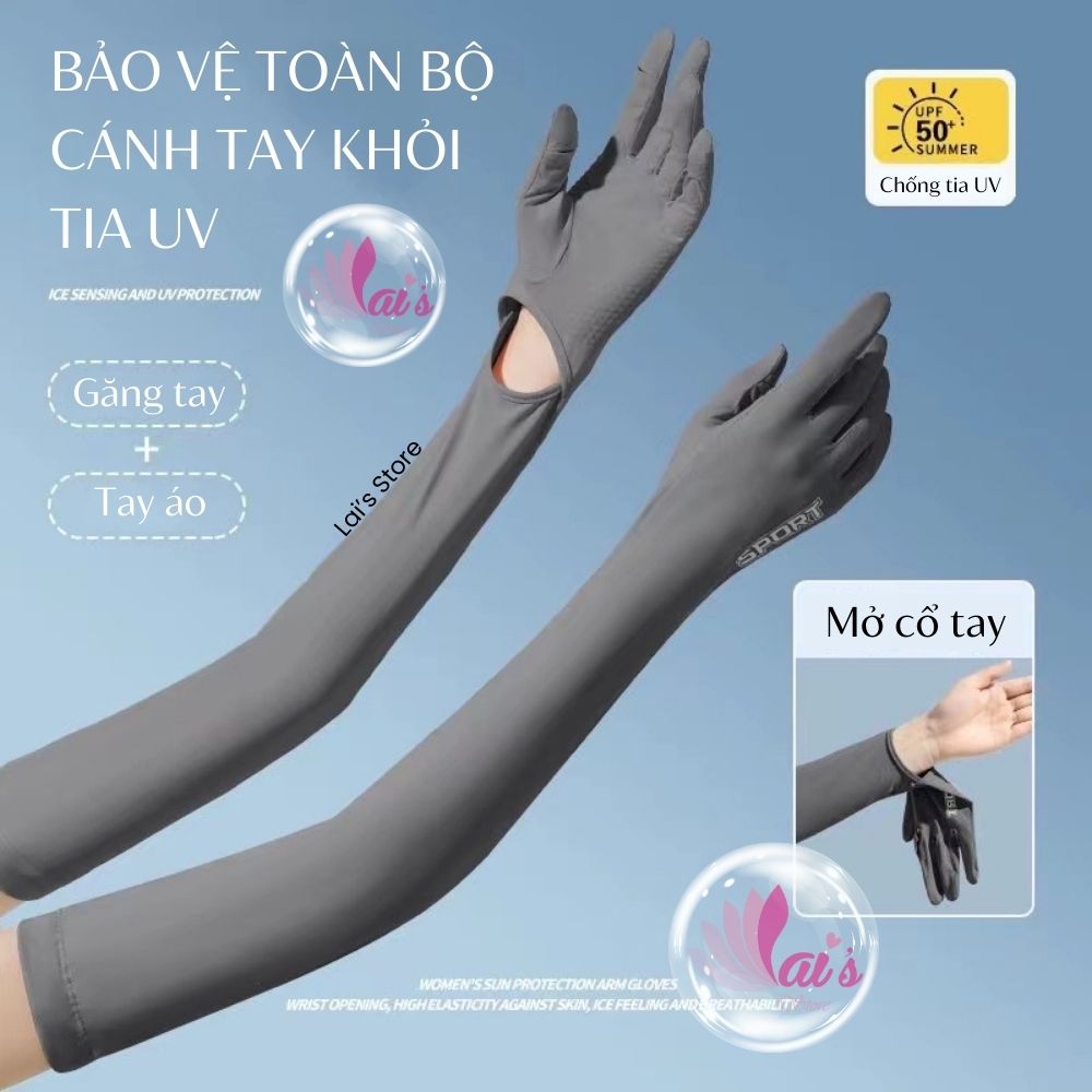 Găng Tay Chống Nắng UPF50+ Chống Tia UVA UVB Mỏng Nhẹ Thun Lạnh Thoáng Khí Chống Trượt Lái Xe Mở Đầu Ngón Tay Cảm Ứng - 8