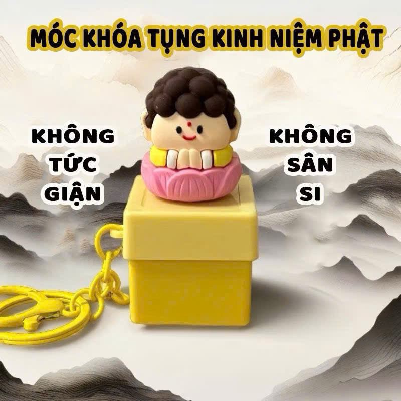 (Tiếng Việt) Móc Khoá Nút Điện Tử Bàn Phím Có Tiếng Tích Đức Tịnh Tâm, Thiên Lý Ơi Kèm Giọng Nói Và Led Ngộ Nghĩnh Smart Home - Móc Khóa Thần Tài, Móc Khóa Thuận Buồm Xuôi Gió.