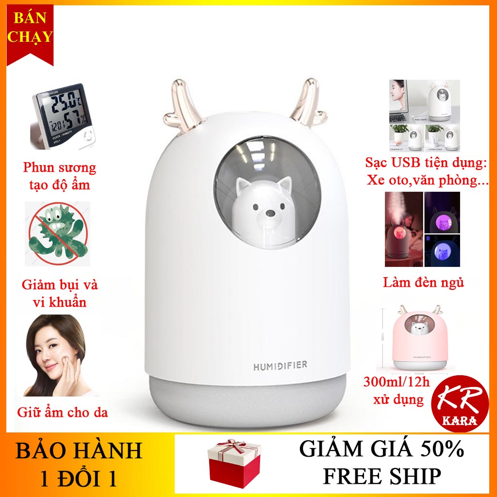 [Tặng Tinh dầu] Máy phun sương Mini tạo ẩm đa năng KR 240- Giữ ẩm cho da, giảm bụi và vi khuẩn, làm đèn ngủ, 2 màu (hồng, trắng)- Máy phun sương mini, máy phun sương tạo ẩm, máy phun sương tinh dầu-  KARA 240.