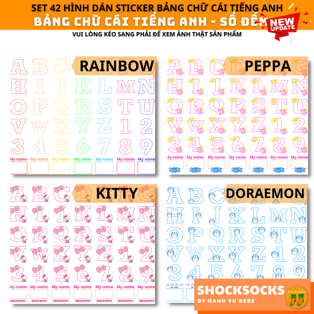 🔥42 HÌNH DÁN STICKER BẢNG CHỮ CÁI ABC 🔥