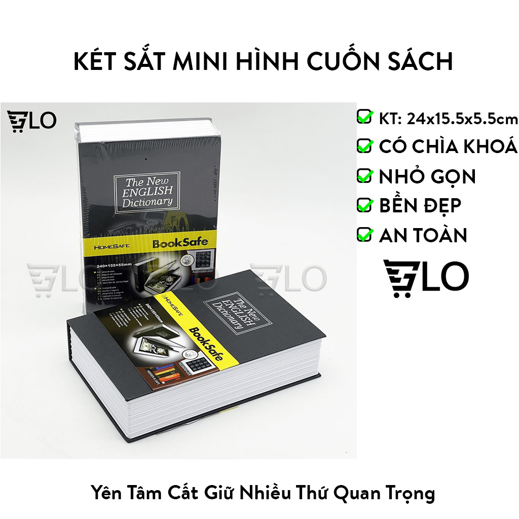 Két Sắt Mini Hình Cuốn Sách Loại Lớn 24x15.5x5.5cm Tiện Lợi