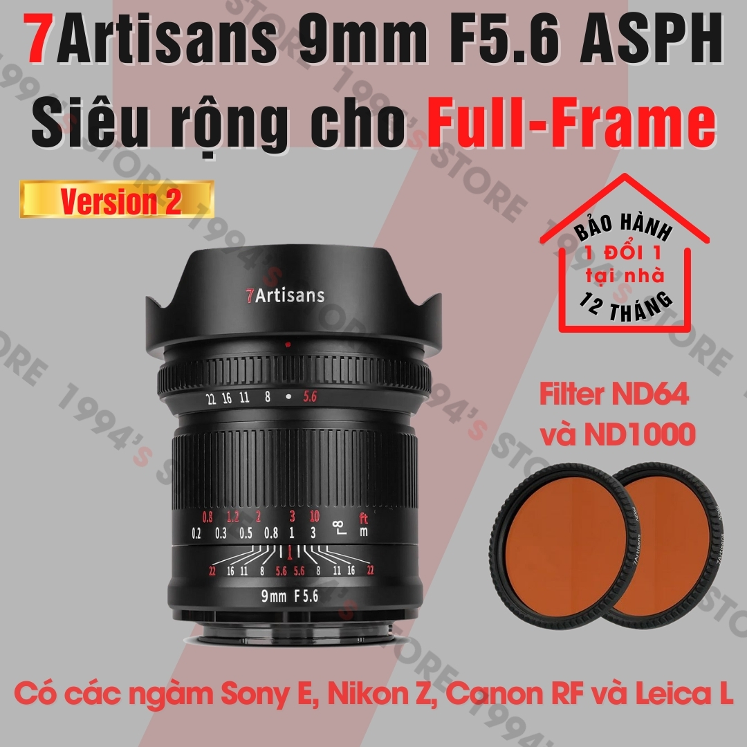 Ống kính 7Artisans 9mm F5.6 Mark II Ultra Wide cho Full-Frame - Lens siêu rộng cho Sony FE/E, Nikon 