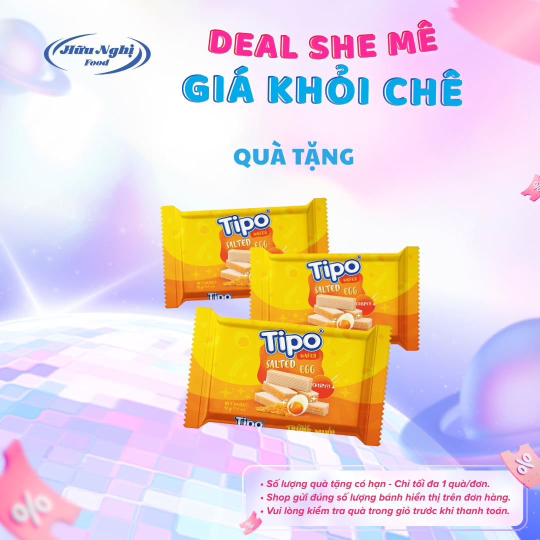 (QUÀ TẶNG) Bánh xốp Trứng muối Tipo 42g Hữu Nghị dinh dưỡng ăn vặt tiện lợi