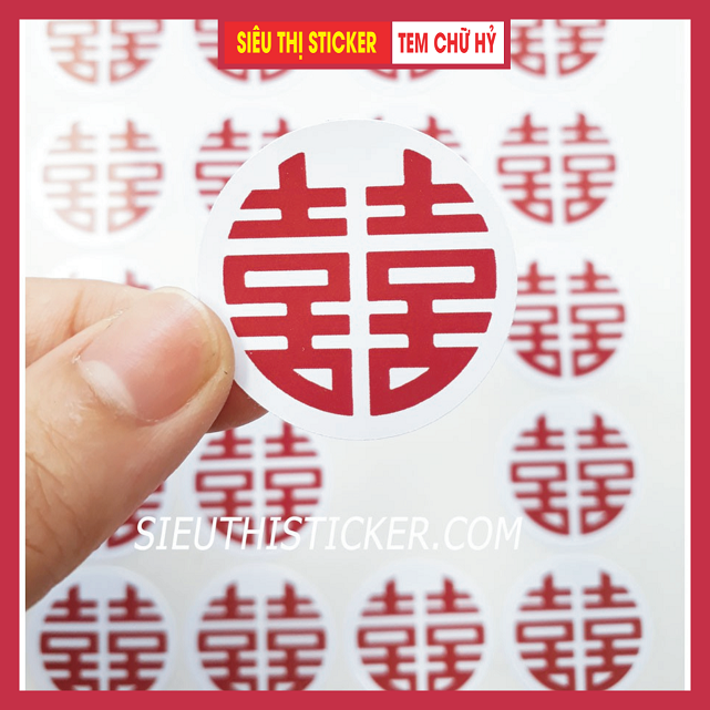 Tem Dán Chữ Hỷ Kích thước 3cm, Dán Trang Trí đám cưới, quà cưới, quà tặng, vật dụng trong ngày cưới