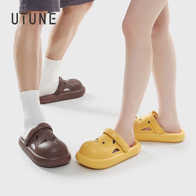 UTUNE Dễ Thương Gấu Đế Bằng Mùa Hè Mềm Mại Chống Trơn Trượt Dép Dành Cho