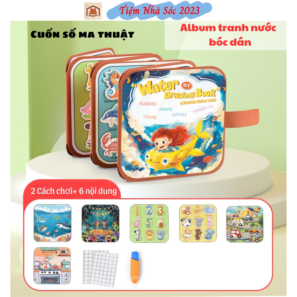 2-in-1 magic notebook toy water painting combination peel and stick smart baby nursery 2023