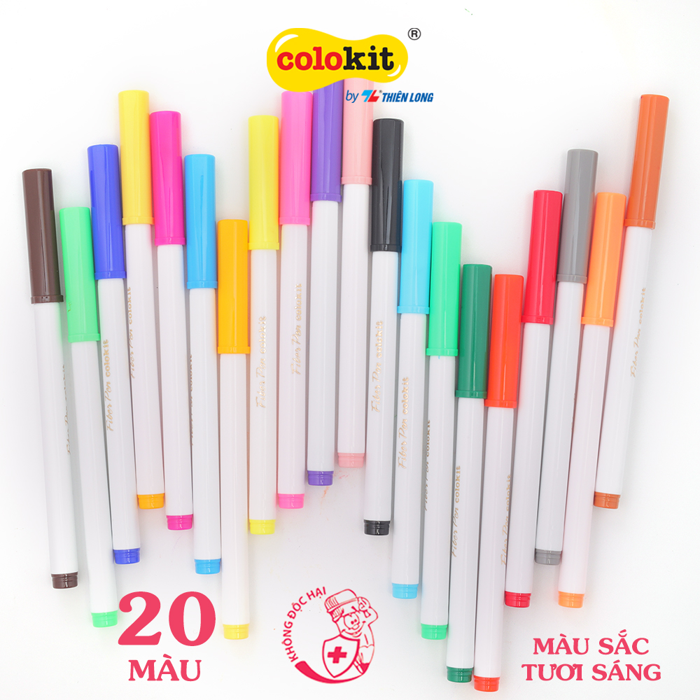 Bút Lông 20 Màu Pastel Washable Fiber Pen Thiên Long Colokit Swm-C008 - Bút  Lông Màu Rửa Được | Lazada.Vn
