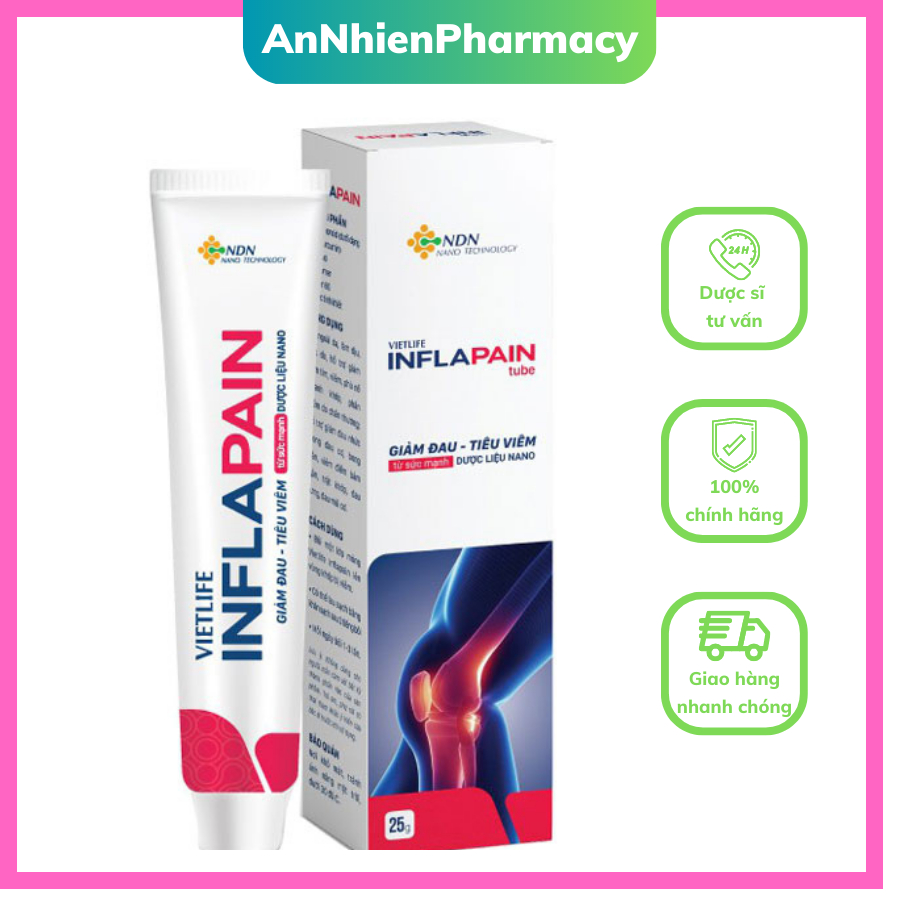 [CHÍNH HÃNG] Vietlife Inflapain 25g - GEL bôi hỗ trợ đẩy lùi đau nhức xương khớp, làm mờ vết thâm sạm trên da