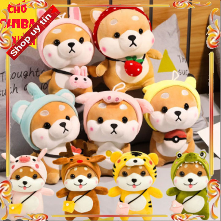 Chó bông shiba cosplay 25cm cao cấp , gấu bông chó shiba mềm mịn dễ thương