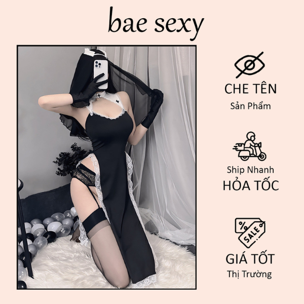 Cosplay nữ tu sĩ xẻ tà sexy gợi cảm trang phục ma sơ valak kèm chip lọt khe cám dỗ / không kèm găng tay BAE SEXY N798 - HCM