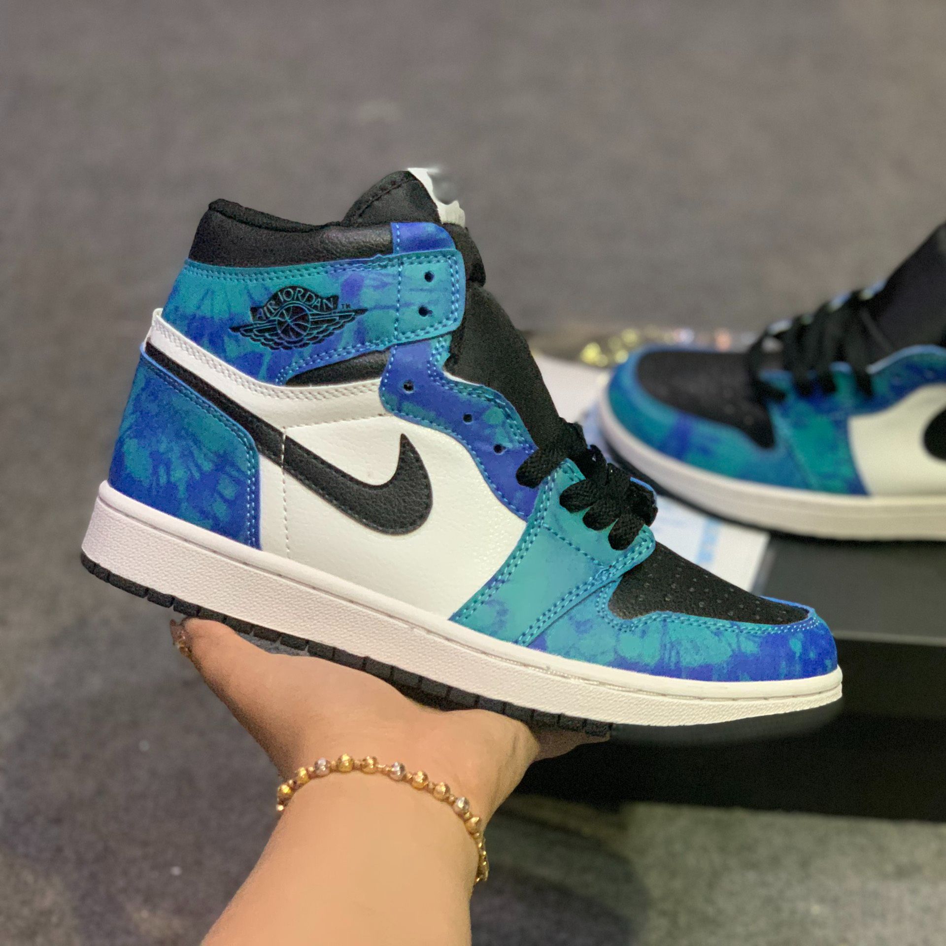 Giày thể thao sneaker jordan xanh loang cao cổ - nam nữ