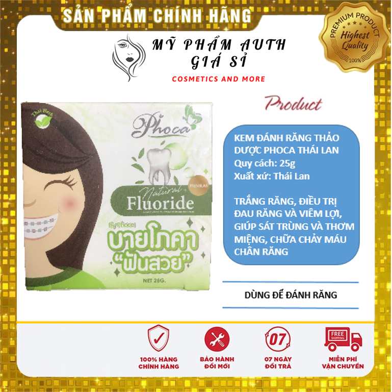 Kem đánh răng thảo dược phoca thái lan 25g