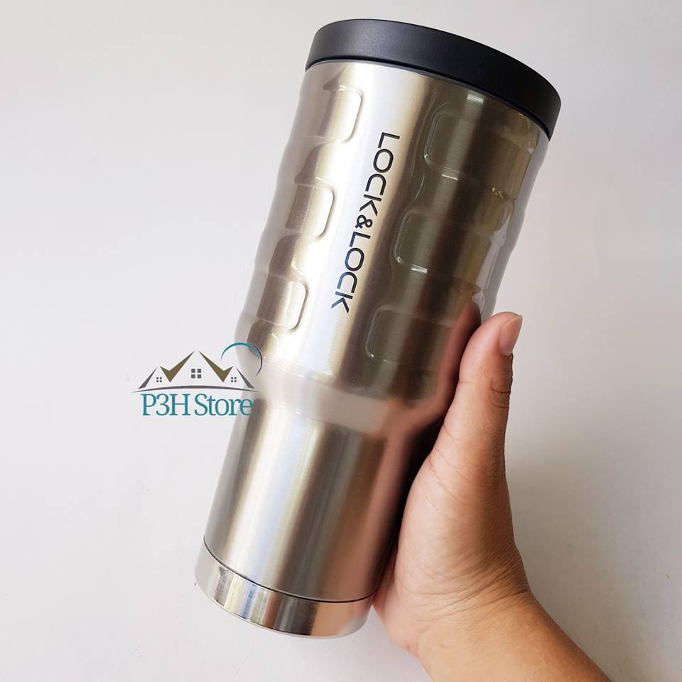 [HCM]Ly giữ nhiệt Lock&Lock Metal Bumper nắp nhấn 580ml LHC4140SLV