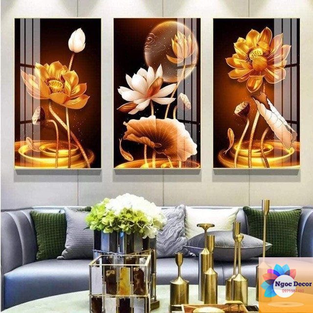 Xả kho tranh treo tường phòng khách, tranh sen treo phòng thờ, tranh treo tường có khung sau, tặng kèm đinh treo