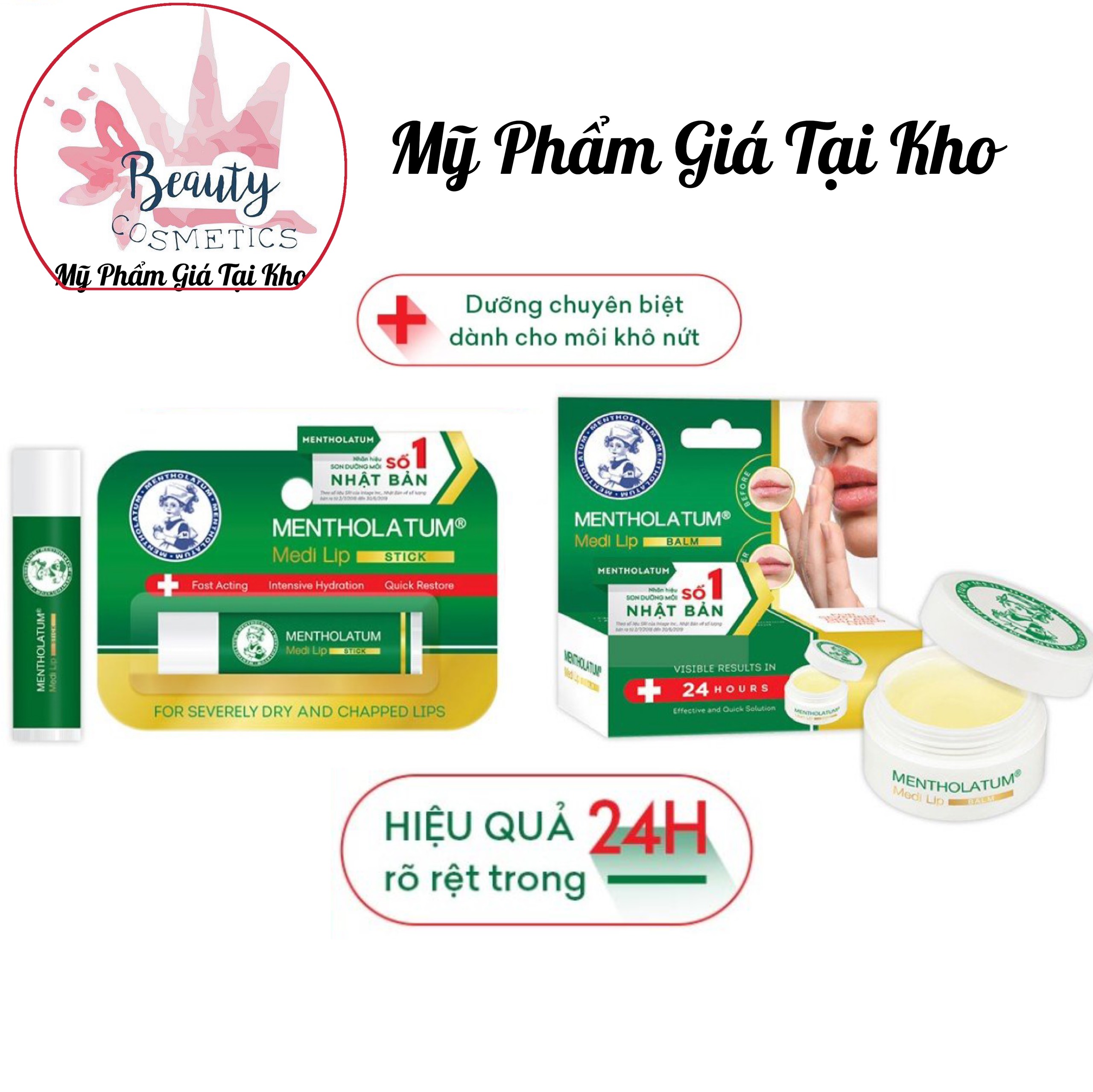 (HCM) SON/SÁP dưỡng môi chuyên biệt dành cho môi khô nứt nẻ Mentholatum Medi Lip STICK/ BALM