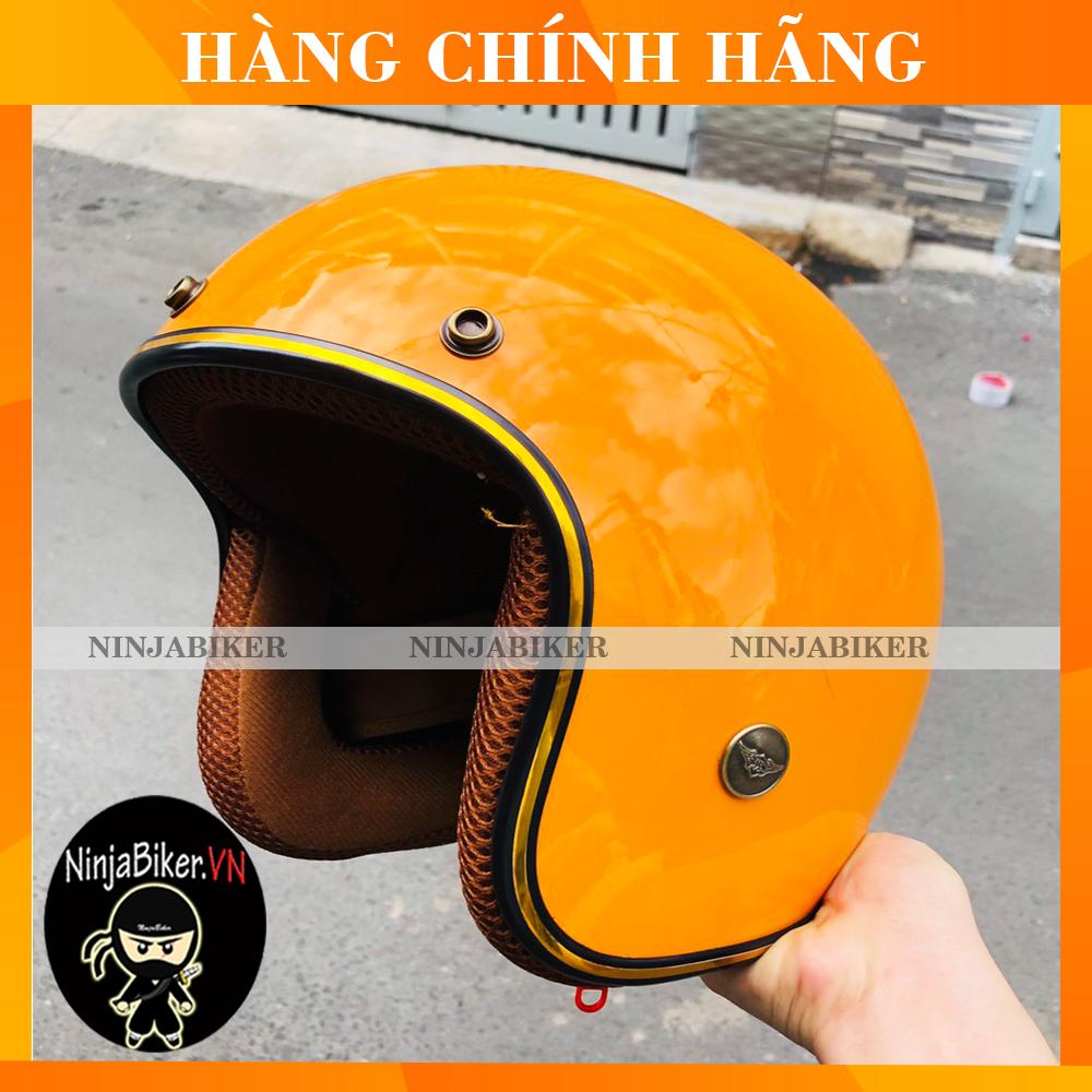 Nón bảo hiểm 3/4 NTMAX vàng cam lót nâu chính hãng