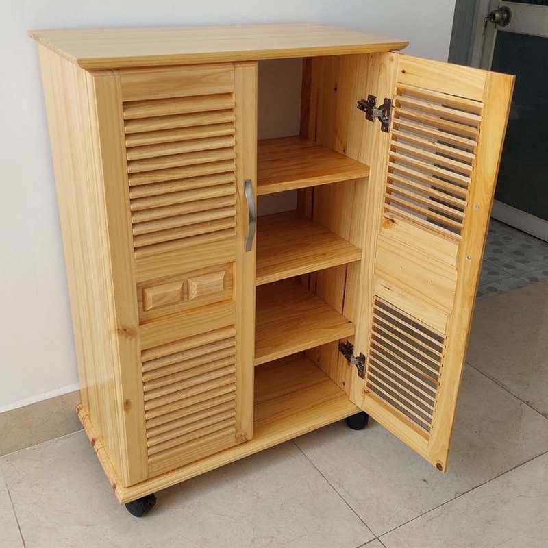 Tủ giày gỗ ngang 60cm 4 tầng nhiều màu, tủ trang trí gỗ thông new zealand - hàng vn xuất khẩu