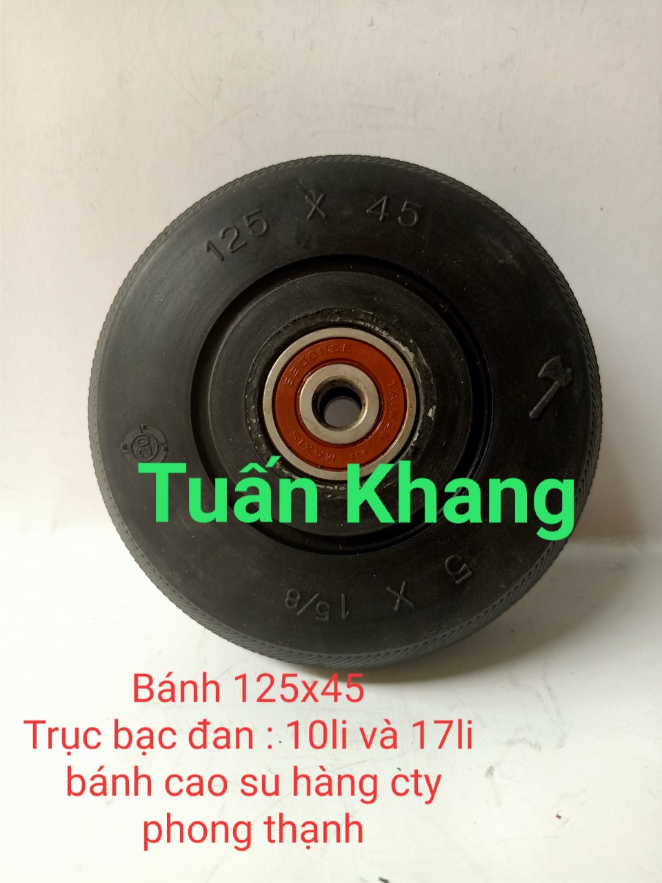 Bánh xe cao su125x45mm cty phong thạnh có vòng bi