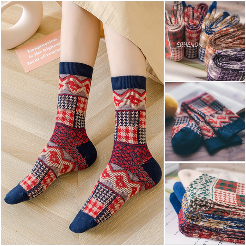 Tất vớ nữ cổ cao thổ cẩm vintage