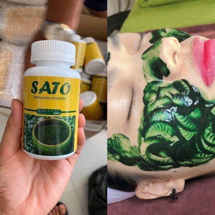 Tảo xoắn cấy da nano Sato dạng bột cấy tảo trắng hồng mịn da