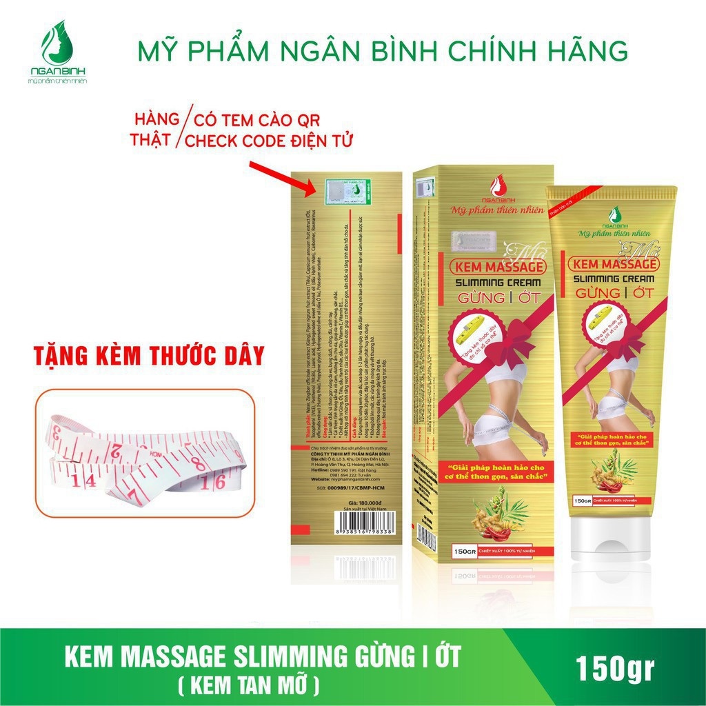 Kem tan mỡ ngân bình đánh tan mỡ bụng mỡ đùi mỡ toàn thân tặng thước dây đo - chính hãng ngân bình