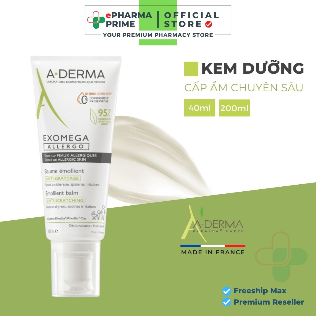Kem dưỡng a-derma exomega control emollient cream cho da khô, da cơ địa