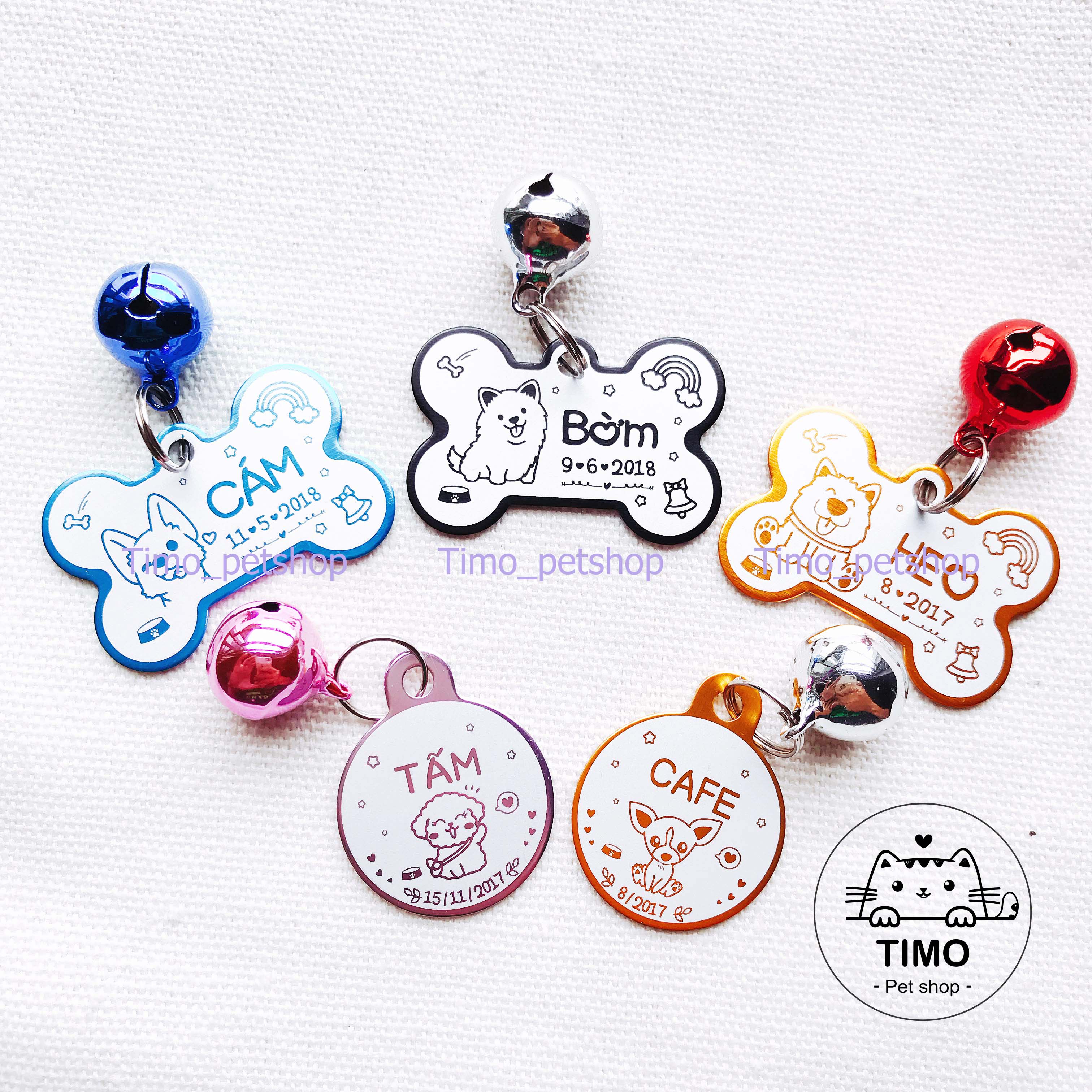 Thẻ tên Thú cưng - Nhôm (Tặng kèm chuông)
