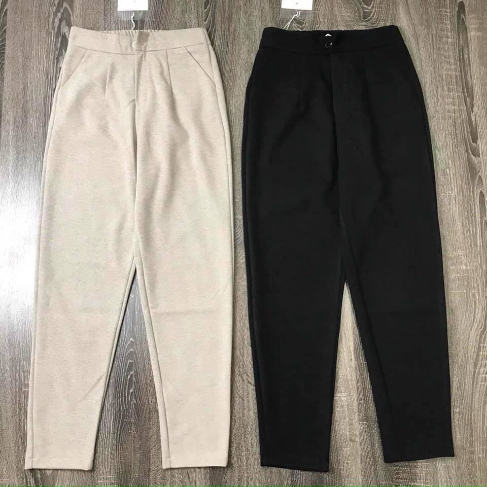 Quần baggy dạ cạp chun nửa - vải dày dặn mặc đứng dáng