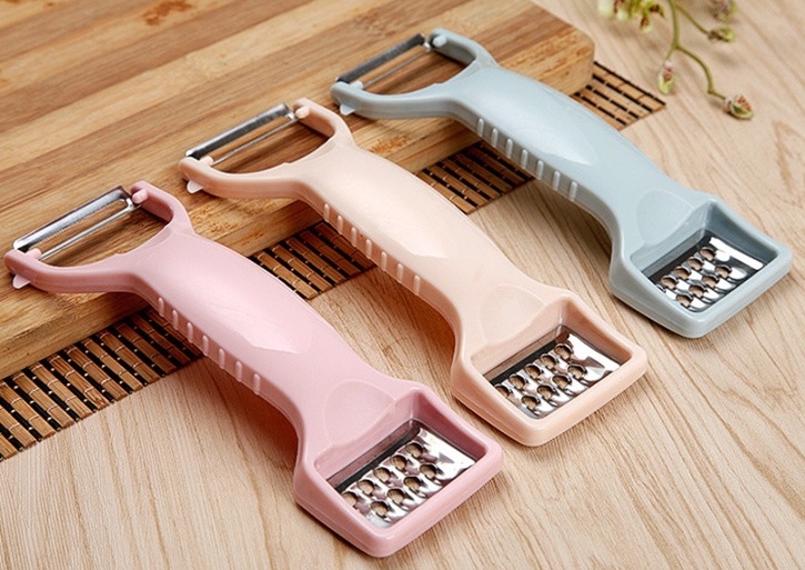 Combo 2 Chiếc Nạo gọt củ quả 2 đầu lúa mạch, 2 in 1, lưỡi inox chống rỉ, tay cầm nhựa dễ sử dụng