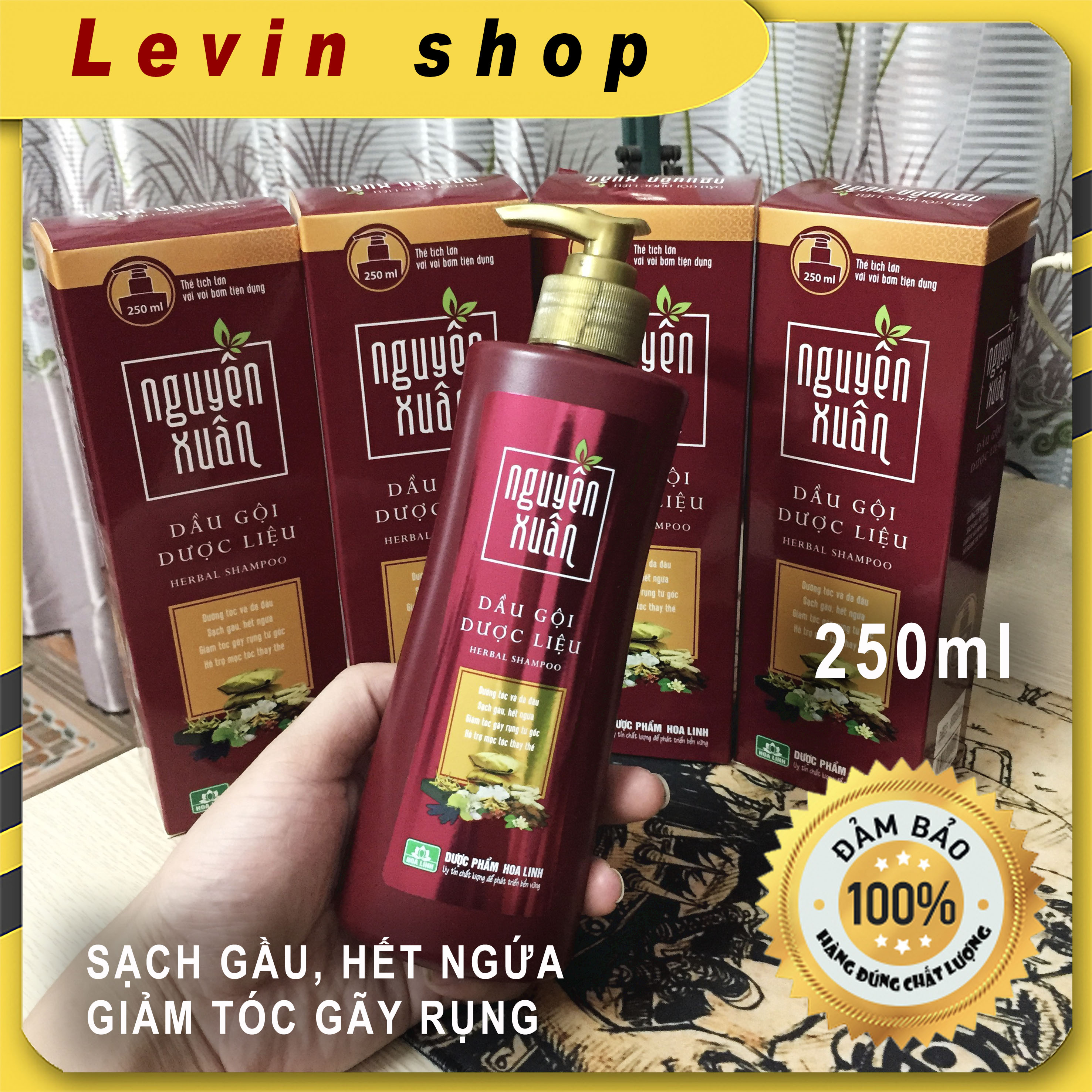 Dầu gội dược liệu Nguyên Xuân NÂU 250ml  [Có vòi] -Dành cho tóc thường, da đầu dầu