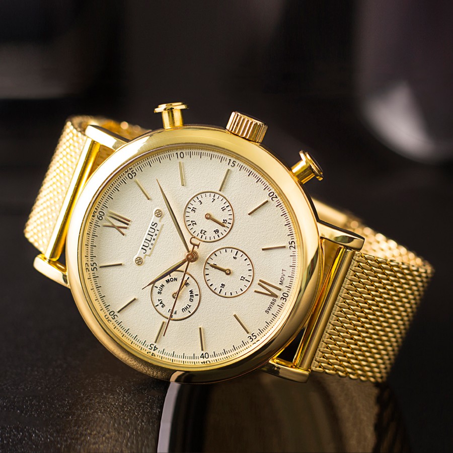 Đồng hồ nam JULIUS JAH-090 chính hãng dây thép 6 kim