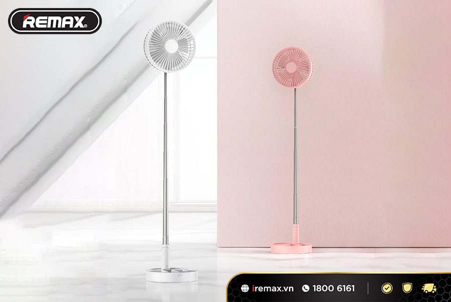 Quạt tích điện gấp gọn di động, kiêm sạc dự phòng, có điều khiển từ xa Remax FN26
