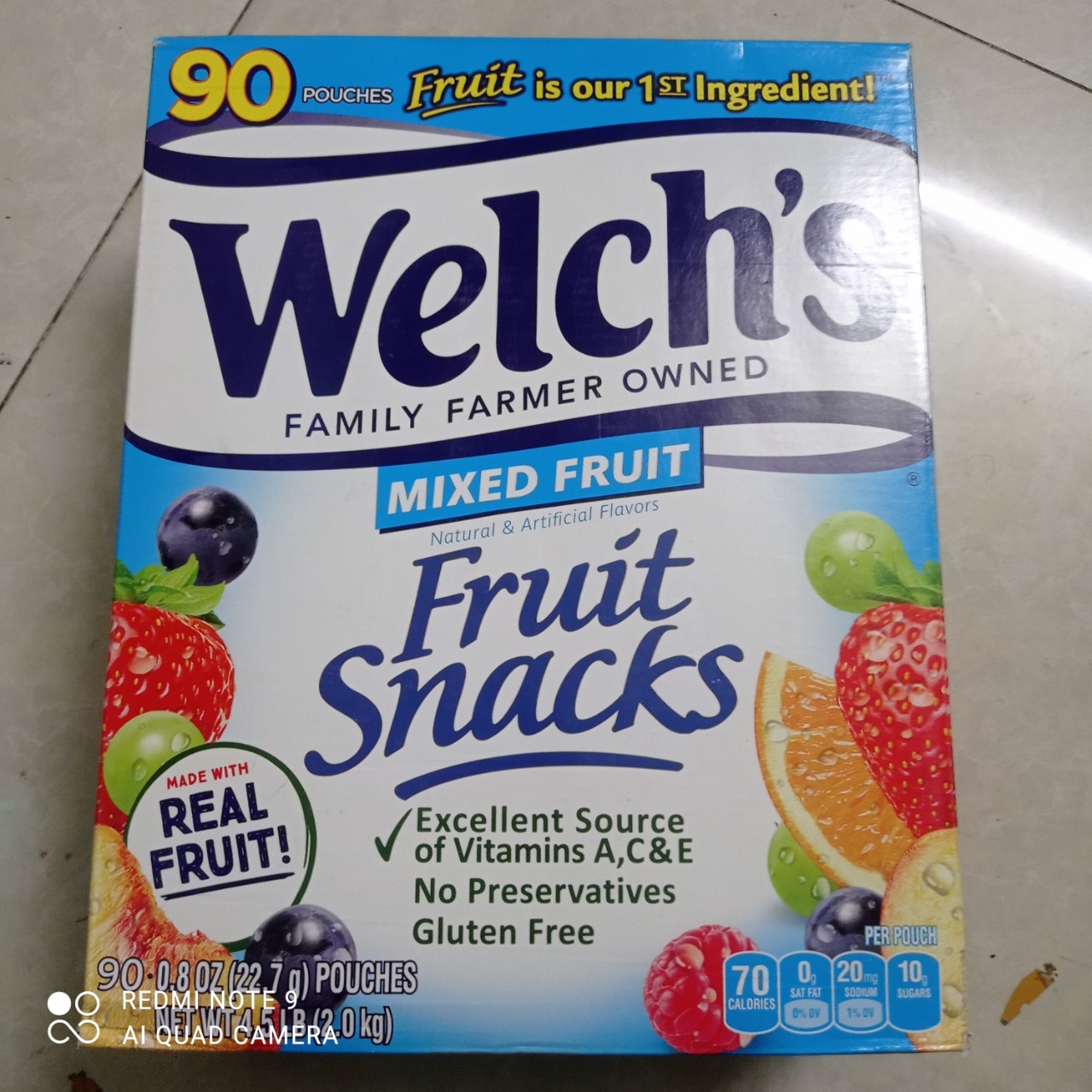 Hộp Kẹo Dẻo Trái Cây Welch's Fruit Snacks 90 Gói hương trái cây