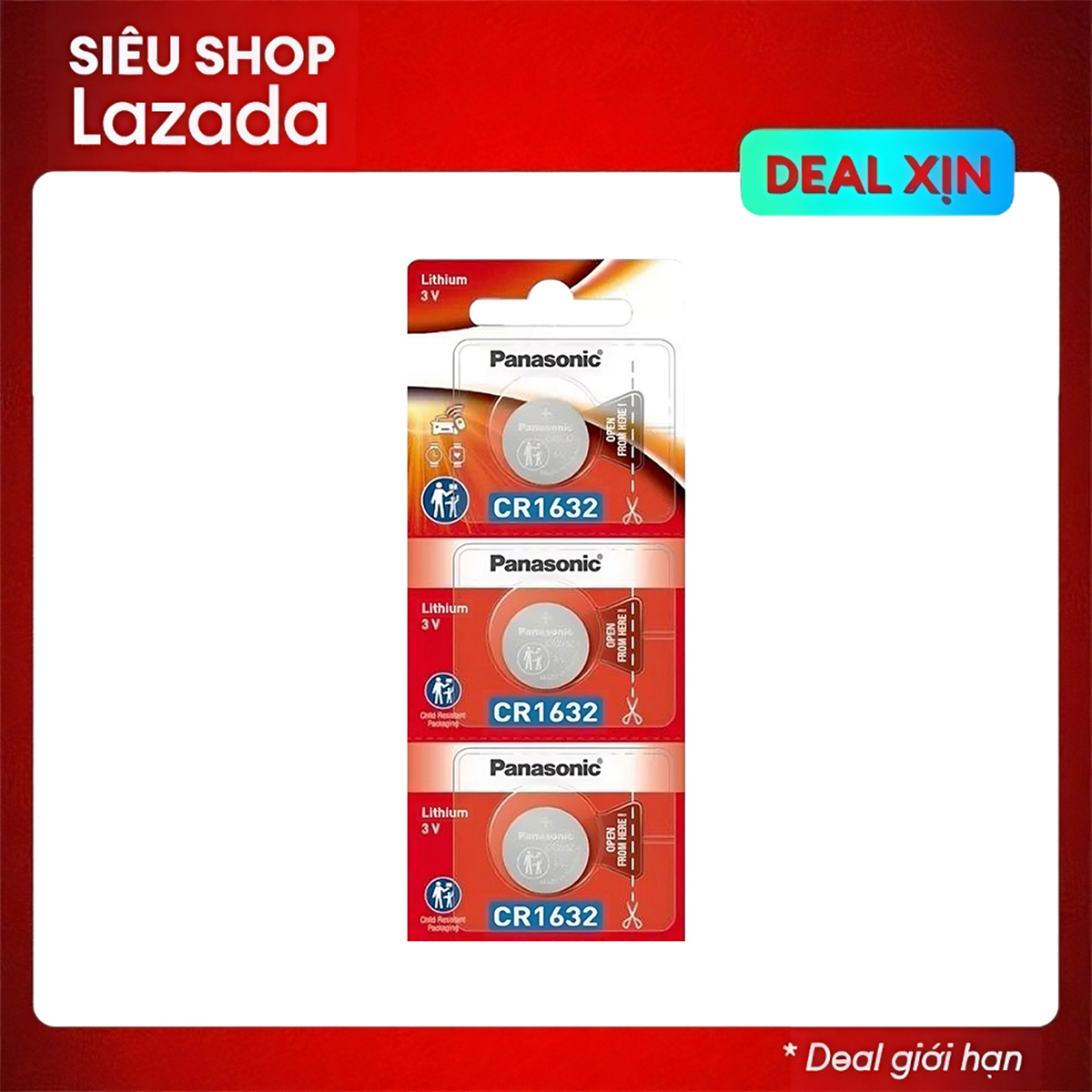 Bộ 3 Pin Panasonic CR1632 Lithium 3V / DL1632 / ECR1632 / GPCR1632