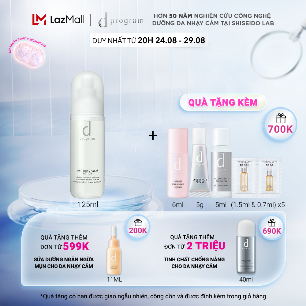 Nước cân bằng dưỡng trắng cho da nhạy cảm Dprogram Brightening Clear Lotion 125ml
