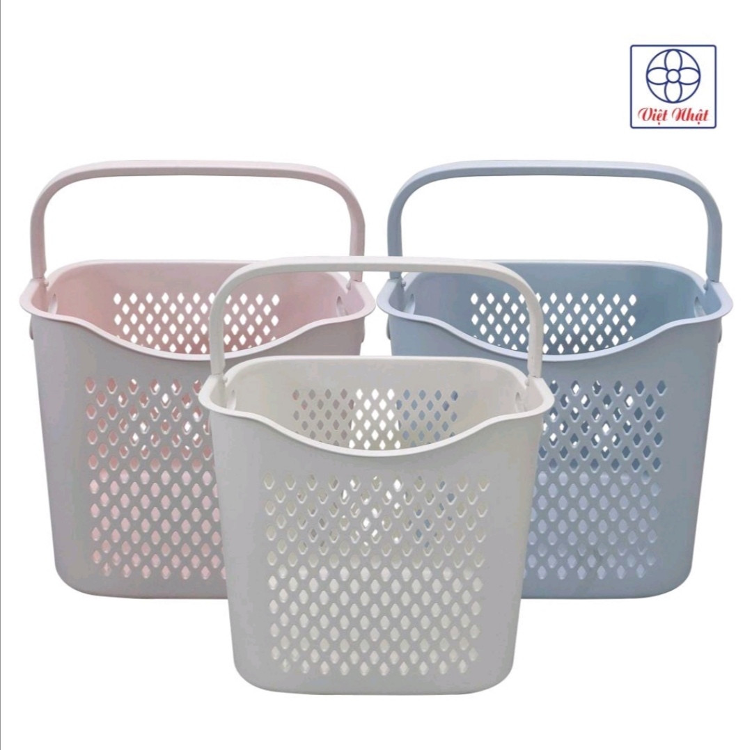 Giỏ đựng đồ đa năng có quai xách nhựa Việt Nhật, Giỏ đựng quần áo thiết kế hiện đại