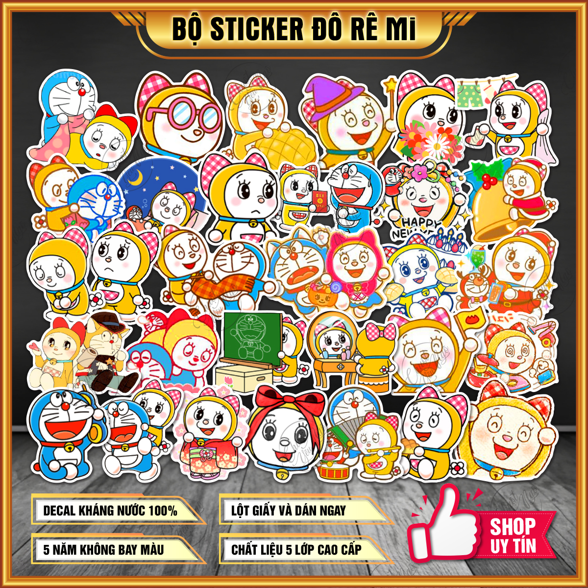 Bộ 100 sticker MÈO MÁY VÀNG không trùng hình dán dorami em gái doraemon dễ thương đồ chơi cho bé trang trí sổ tay