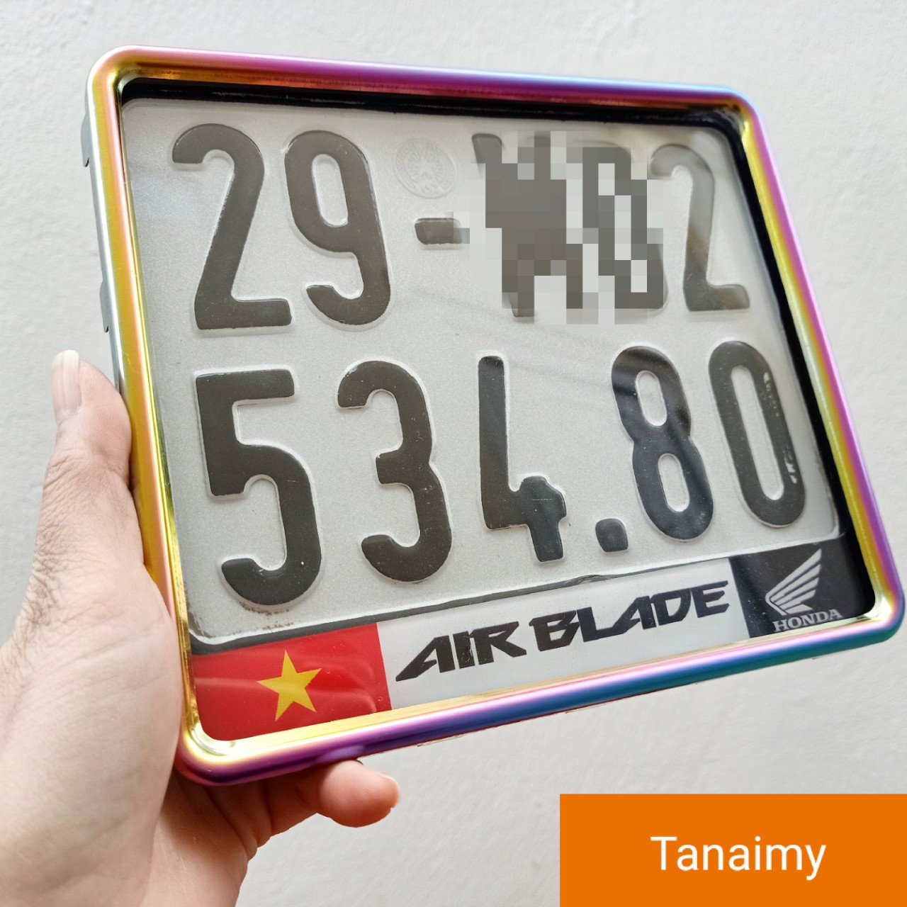 Khung biển số xe máy inox có cờ Việt Nam nhiều loại logo khung biển xe airblade