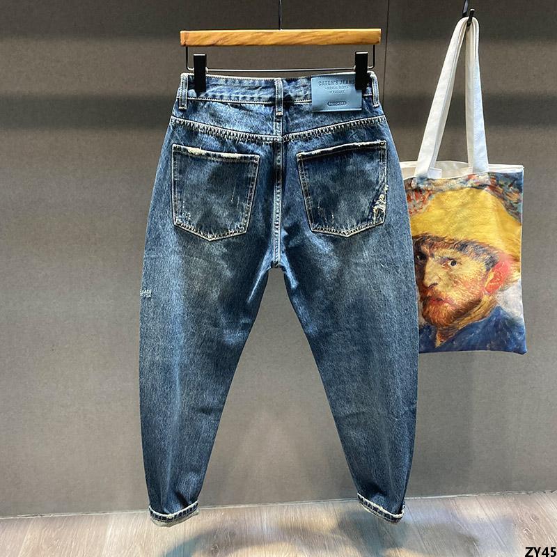 Quần jeans ống thẳng cho nam, mùa thu đông, phong cách vintage Mỹ, quần jeans Ami Harem Dad, dáng rộng retro thuôn